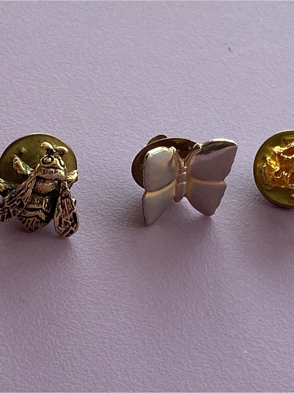 4 Gold Tone Butterfly Lapel Pins
